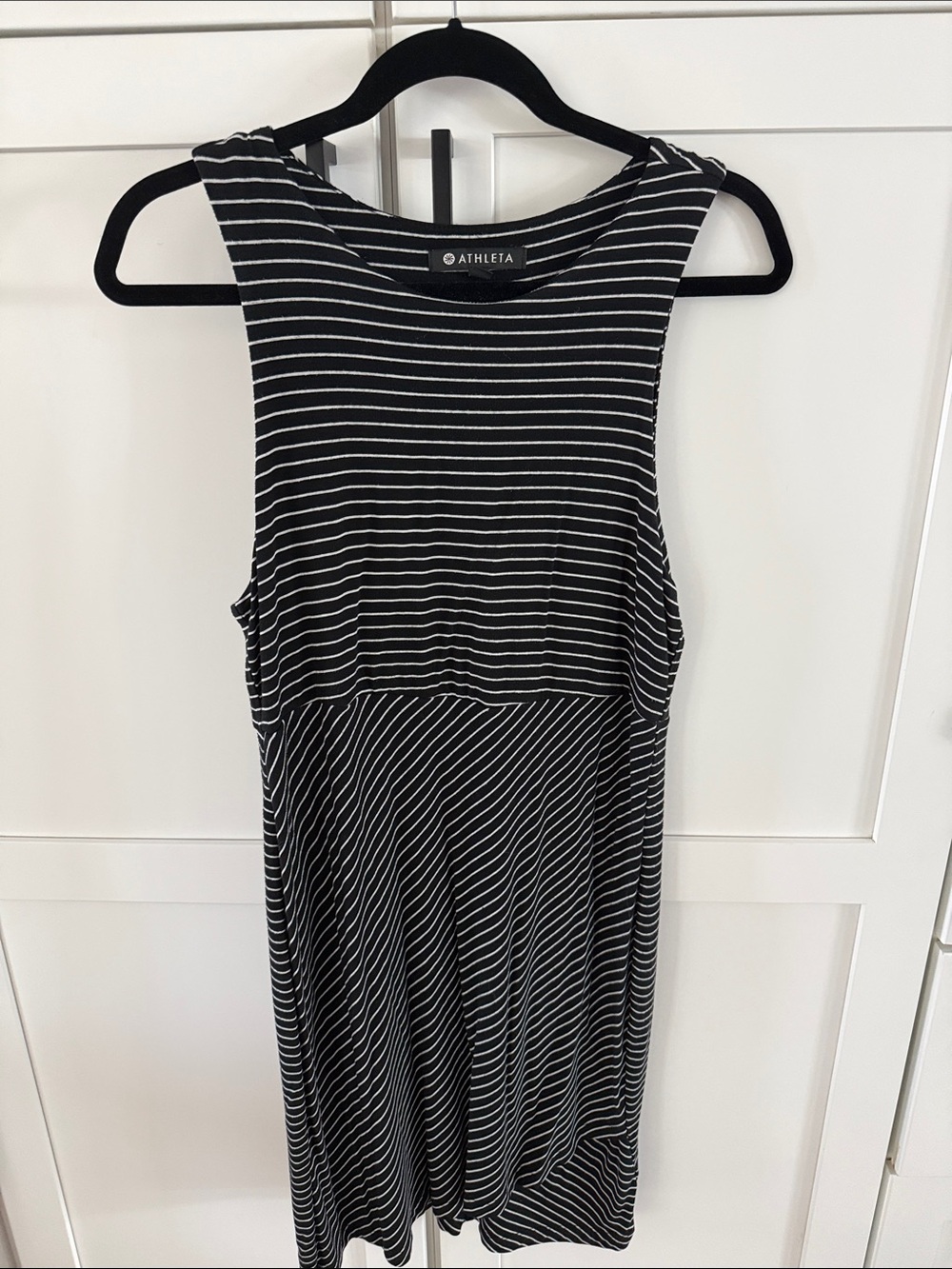 Athleta Black and White Striped Midi Dress